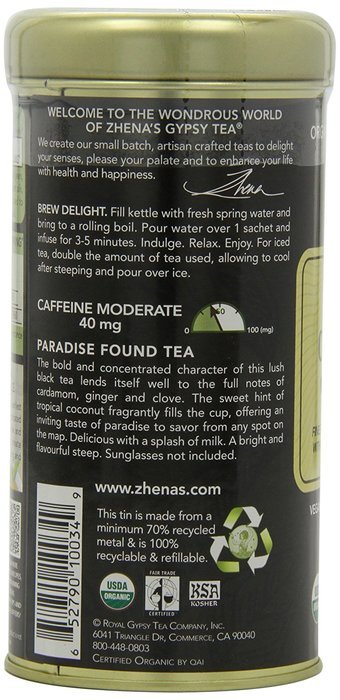 Zhena's Gypsy Tea, Coconut Chai, 22 Count Tea Sachets (Pack of 6) N4