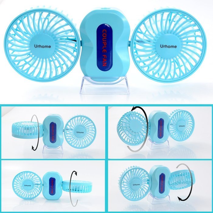 Personal Fans Mini Fan Rechargeable Fans 3 Modes Mini Dual Head Table Fans Purple N6