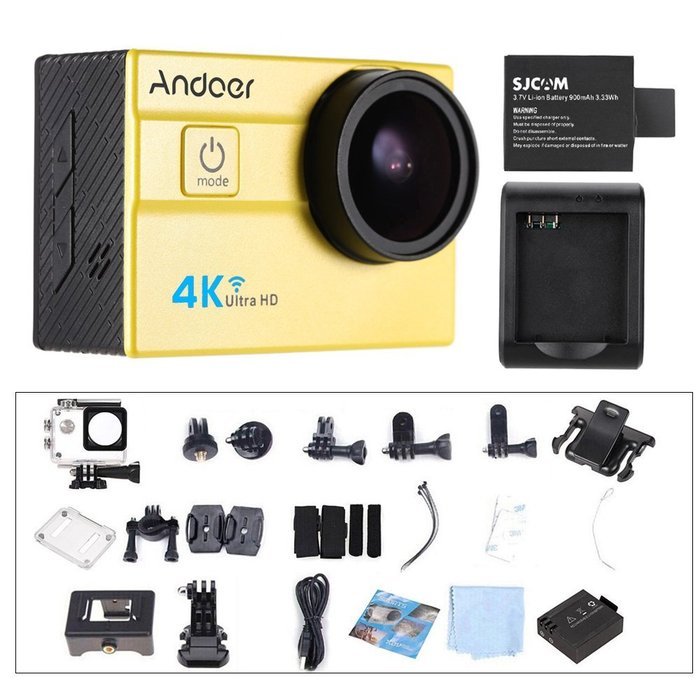 Andoer Ultra HD Action Sports Camera 2.0" LCD 16MP 4K 25FPS 1080P 60FPS 4X Zoom WiFi 25mm 173 Degree + Camera...