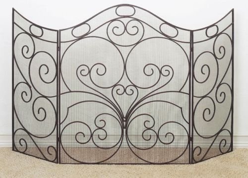 FIREPLACE SCREENS - "CASTILE" FIREPLACE SCREEN - ANTIQUE BROWN FINISH