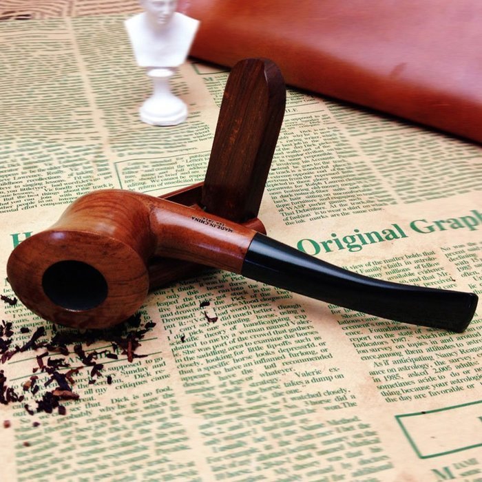 Ylyycc handcraft rosewood tobacco pipe trumpet shape bent tobacco pipe