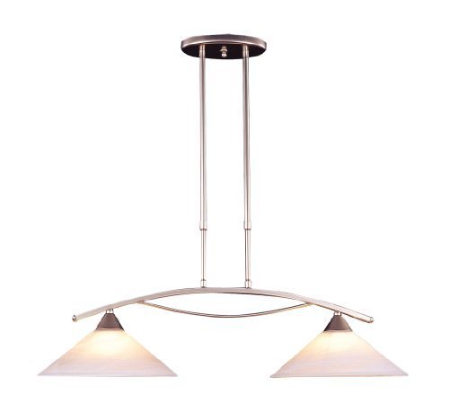 Elk 6501/2 2-Light Island Light In Satin Nickel and Tea Swirl Glass by Elk
