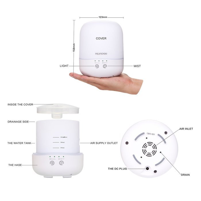 Essential Oil Diffuser, Nearpow 300ml Aromatherapy Essential Oil Ultrasonic Humidifier With Adjustable Mist Mode... N6