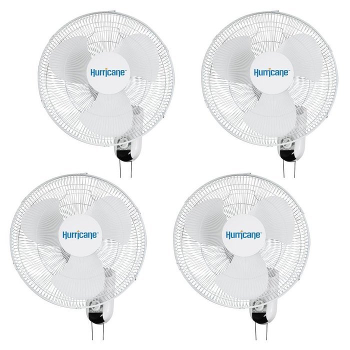 Hurricane Fans Classic 16" Wall Mount Oscillating Fan, 4 Count