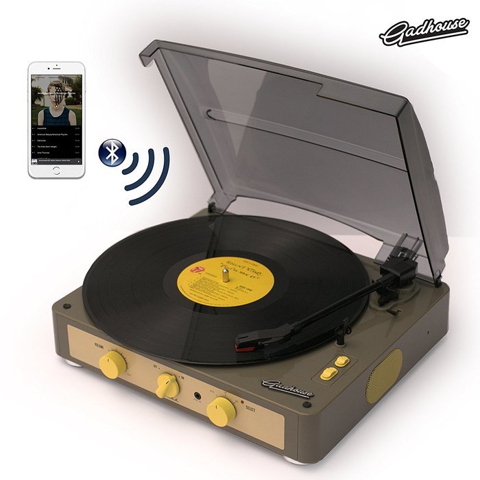 Gadhouse Brad Vintage Record Player 3-speed Turntable Built in Bluetooth, Stereo Speakers, Headphone Jack, Aux... N2