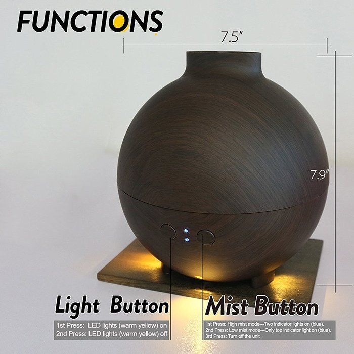 Large Aroma Globe Essential Oil Diffuser with Water 600ML , Aromatherapy Cool Mist Humidifier, Ultra Quiet Ultrasonic... N12