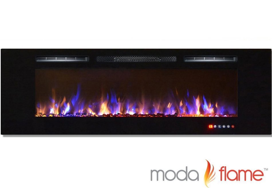 72 Inch Bliss Crystal Recessed Touch Screen Multi-Color Wall Mounted Electric Fireplace