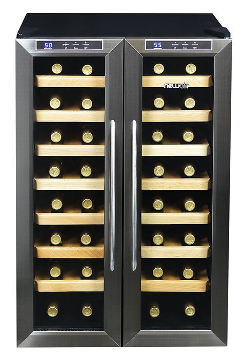 NewAir AW-321ED 32 Bottle Dual Zone Thermoelectric Wine Cooler, Stainless Steel & Black
