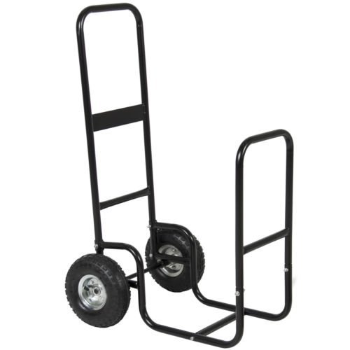 Firewood Cart Log Carrier Fireplace Wood Mover Hauler Rack Caddy Rolling Dolly N2