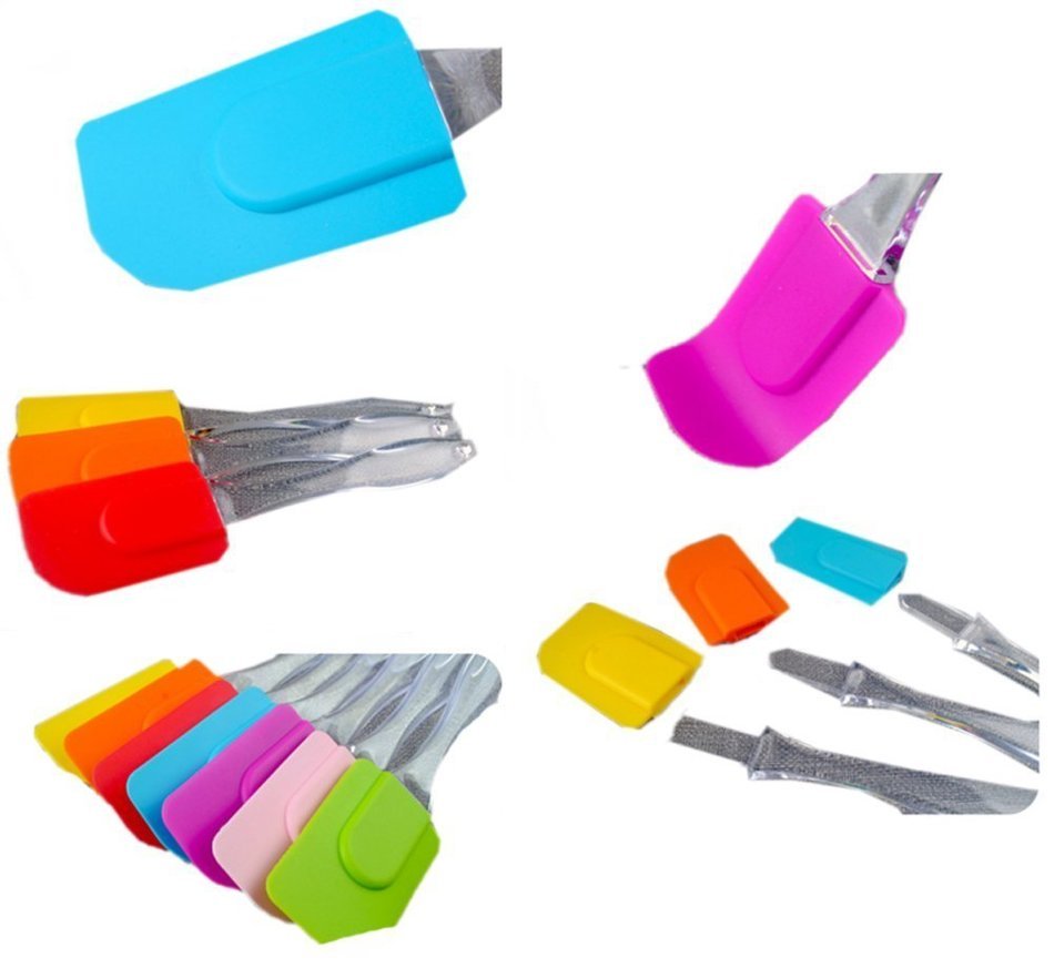 Lesirit Silicone Butter Scraper Brush With Transparent Handle,7.7-Inch,Pack of 7 (B) N4
