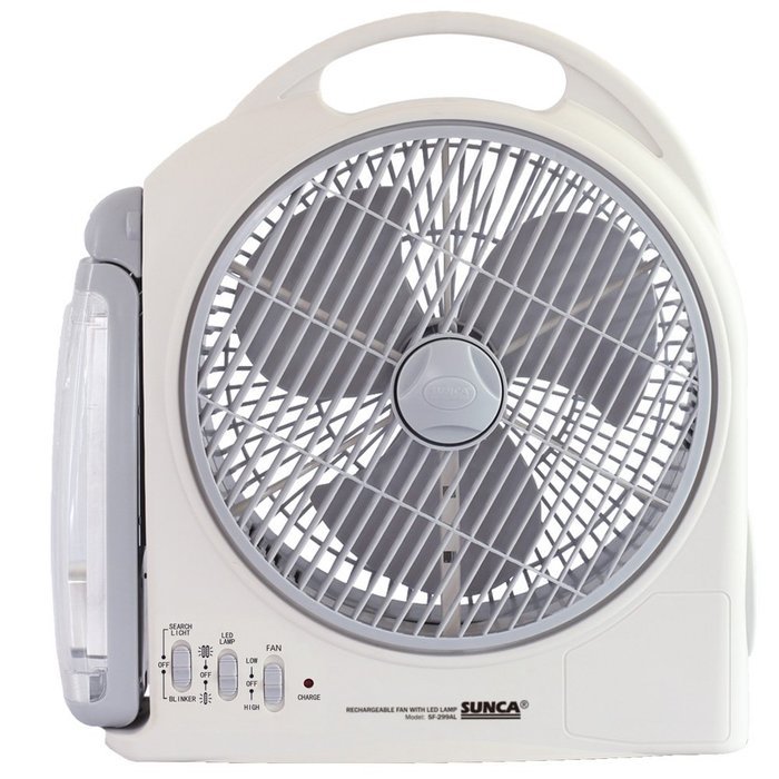 HAITRAL Rechargeable Table Fan SF-299AL Turbo Force Air Circulator AC/DC Operated with Led Light&Search Light&... N4