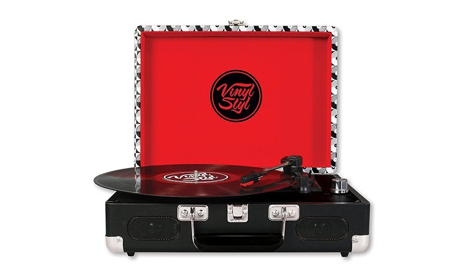 Vinyl Styl Groove Portable 3 Speed Turntable (Record Pattern) N2