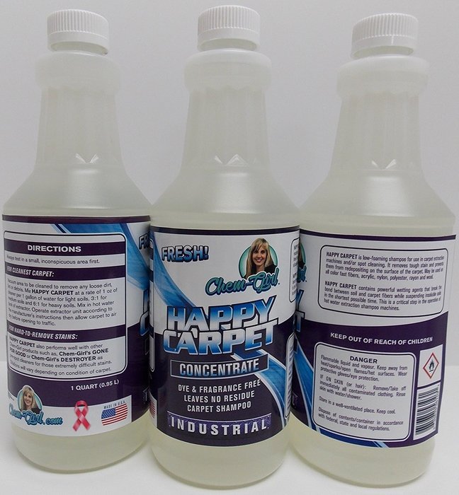 Chem-Girl-HAPPY CARPET - Concentrated Carpet Shampoo - Designed for ANY Hot Water Extraction Machine - Dye & Fragrance... N4