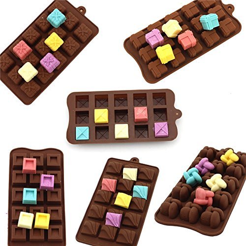 Lariy 6pc Non-stick Silicone Square Chocolate Candy Pastry Making Mold Ice Cube Tray N2