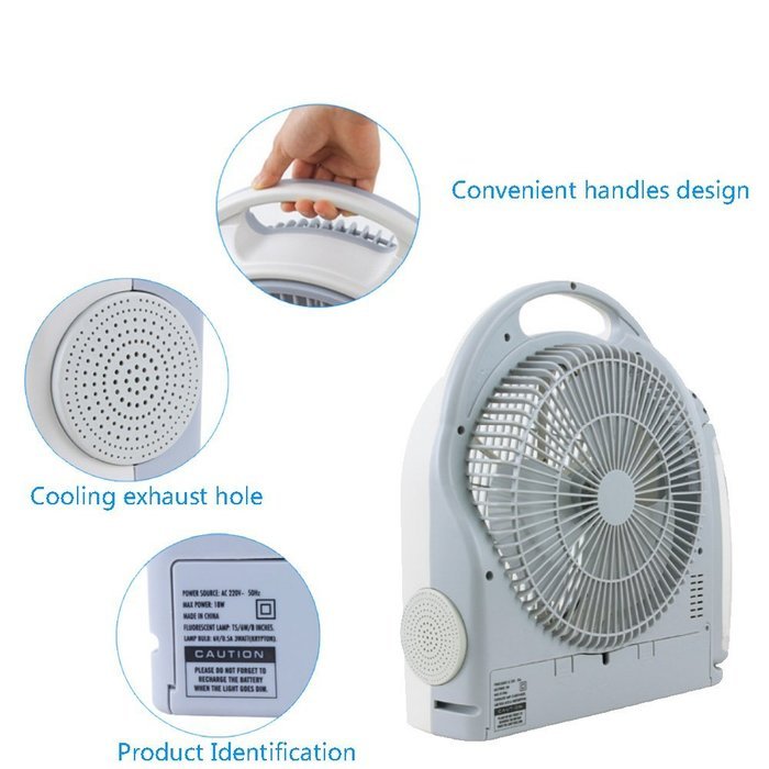 HAITRAL Rechargeable Table Fan SF-299AL Turbo Force Air Circulator AC/DC Operated with Led Light&Search Light&... N7