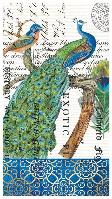 Michel Design Works 15-Count 3-Ply Paper Hostess Napkins, Peacock