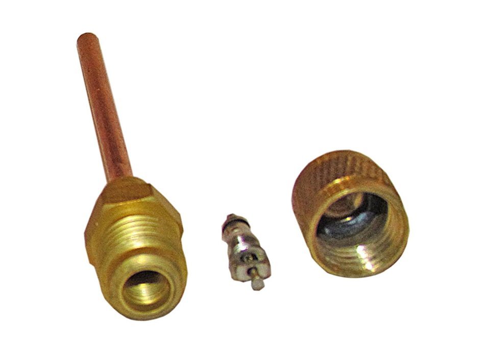 Lot of 10 Service/Access Valve + Core & Cap/Core Remover 1/4" SAE x 3/16" OD x 2" stem N3