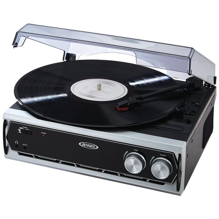 Jensen JTA-232 3 Speed Stereo Turntable with Built in Speakers (Newest Model)
