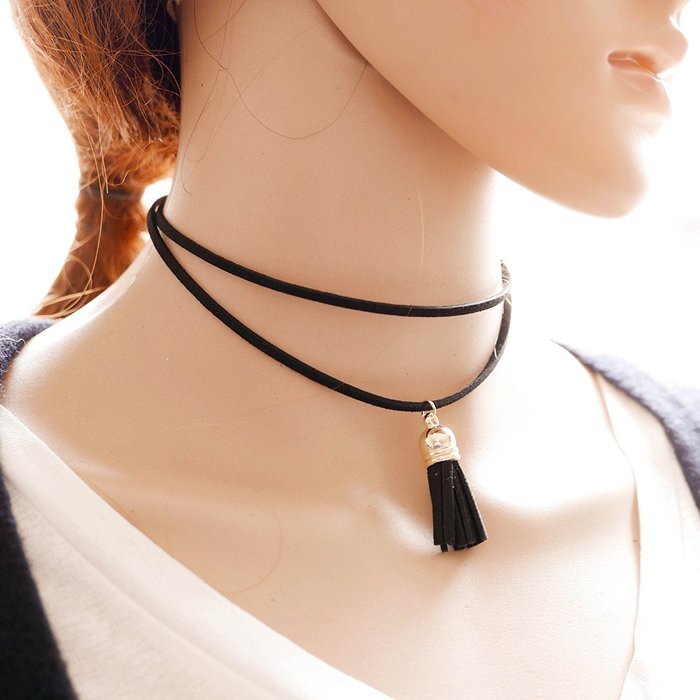9 PCS Women Girls Classic Black Velvet and Black Stretch Gothic Tattoo and Black Tassel Lace Fashion Choker Collar... N3