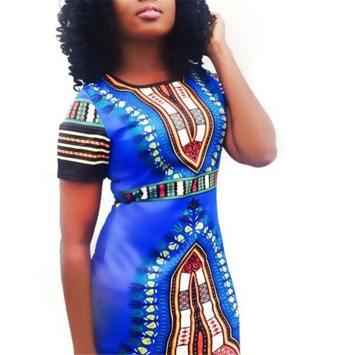 Women Dress,Haoricu Women Traditional African Print Dashiki Bodycon Sexy Short Sleeve Dress N10