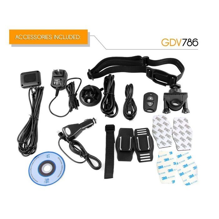 Sound Around GDV786GBK HD Video Recording Gear Pro Ryder Plus Action Cam, GPS Tracking Software, Full HD 1080p...