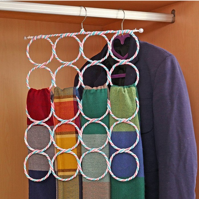 Spritech(TM) 2 Set 28 Circle Antislip Collapsible Magic Cane Scarf Frame Hangers for Scarf Belt Tie Underwear... N4