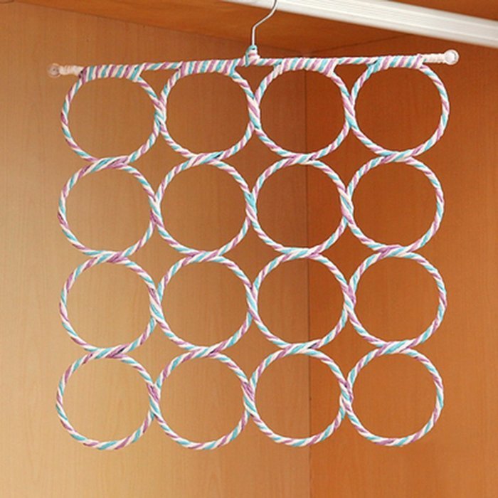 Spritech(TM) 2 Set 28 Circle Antislip Collapsible Magic Cane Scarf Frame Hangers for Scarf Belt Tie Underwear... N7