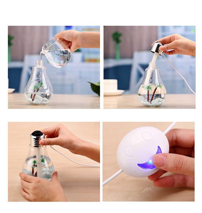QianHai 400ml Essential Oil Diffuser for Aromatherapy, Bulb Shape Ultrasonic Cool Mist Humidifier with Multi-Color... N4