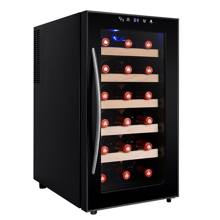 AKDY&reg; 18 Bottles Freestanding Single Zone Thermoelectric Wood Shelf Wine Cooler Chiller Refrigerator