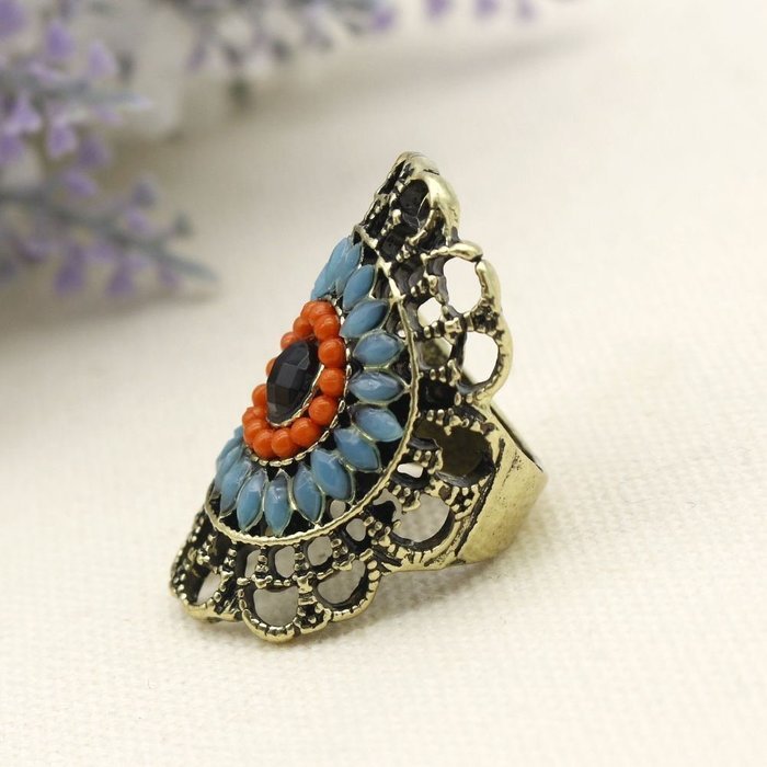 Festival Party Sz 6 Fashion Evil Eye Crystal Rings Multi-Gem Women Men Bohemia (6) N5