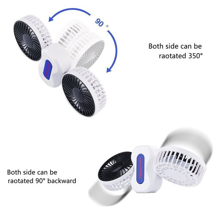 Portable Fan Rechargeable, Happon Couples Mini Fan USB Desktop Fan Quiet Operation with 3 Speeds - 350 Degree... N4