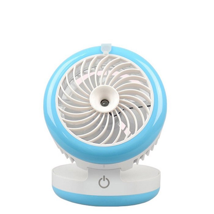 Rechargeable Humidifier Mini Misting Fan Desktop Fan Water Spray Fan with Built-in 2000 Mah Battery-Blue N3