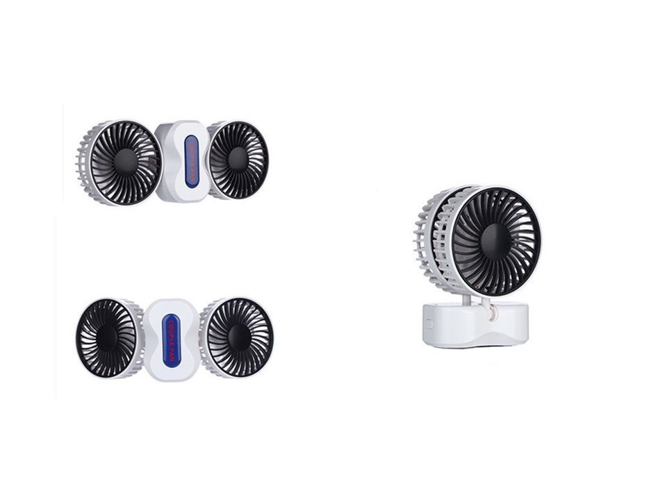 Vchanel USB Charging, 350 Degrees Rotation,2 in 1 Foldable,Portable,Cooling Mini Couple Fan (White) N7