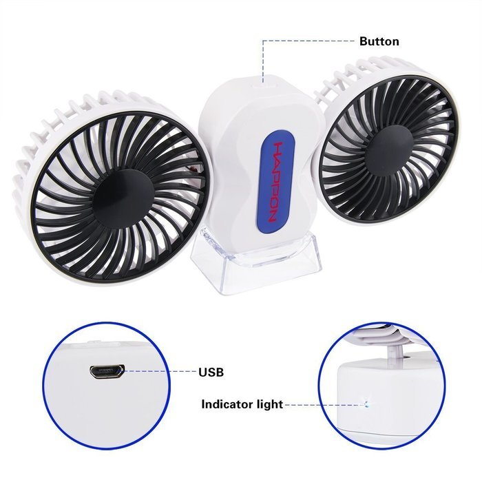 Portable Fan Rechargeable, Happon Couples Mini Fan USB Desktop Fan Quiet Operation with 3 Speeds - 350 Degree... N6
