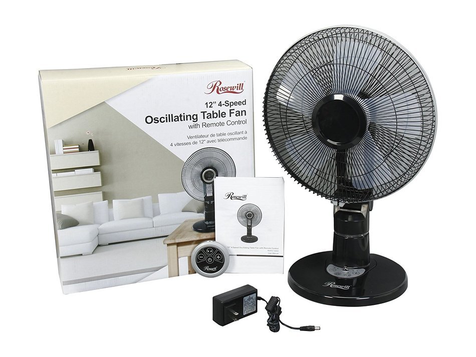 Rosewill Remote Controlled Quiet Oscillating 4-Speed 12-Inch Oscillating Table Fan with Remote Control N6
