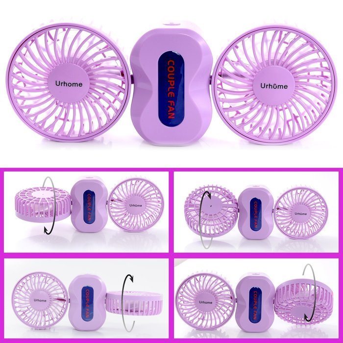 Personal Fans Mini Fan Rechargeable Fans 3 Modes Mini Dual Head Table Fans Purple N8