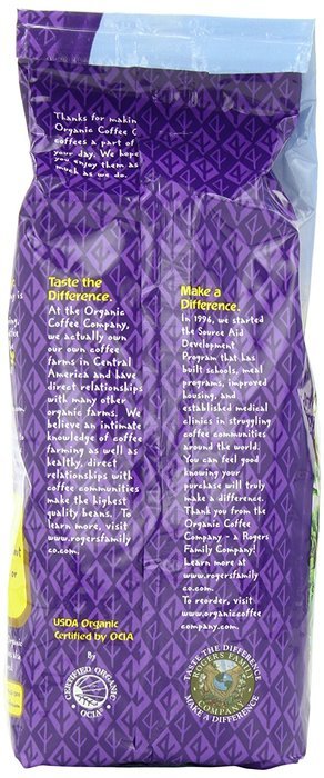 The Organic Coffee Co. Whole Bean, Decaf French Roast, 12 Ounce (Pack of 3) N4