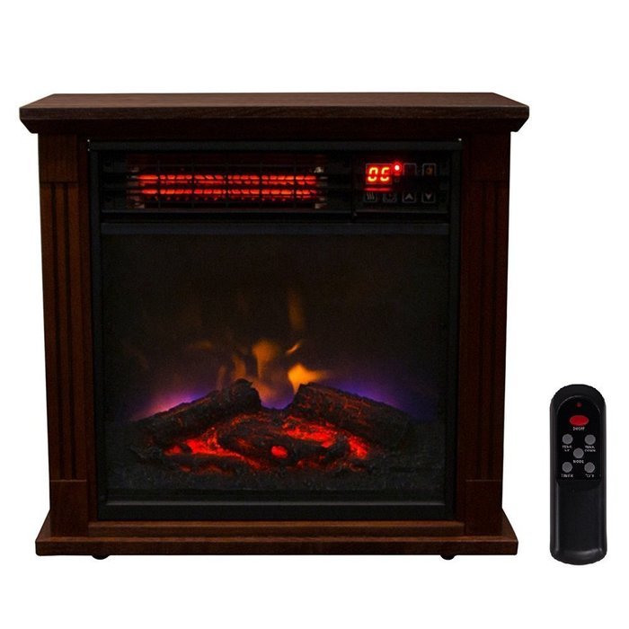 Ainfox 1500W LED Display Portable Fireplaces Heater with Remote Control Wooden Home N4
