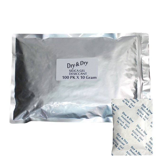 10 Gram Pack of 100 "Dry&Dry" Silica Gel Packets Desiccant Dehumidifiers N8