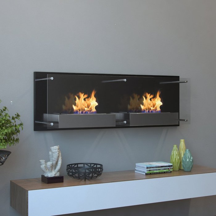 Moda Flame Faro Wall Mounted Bio Ethanol Ventless Fireplace N9