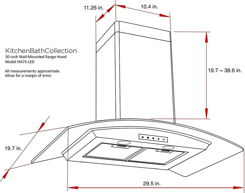 Kitchen Bath Collection HA75-LED Stainless Steel Wall-Mounted Kitchen Range Hood with Tempered Glass Canopy and... N2