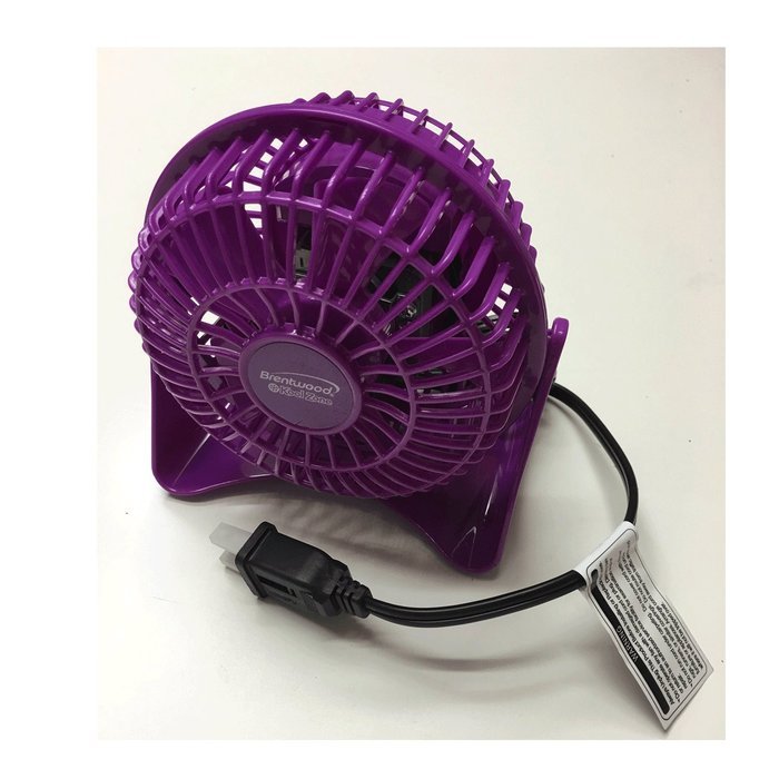 BRENTWOOD AC ADAPTER PERSONAL DESK MINI FAN 4" OFFICE KITCHEN (Black) N13