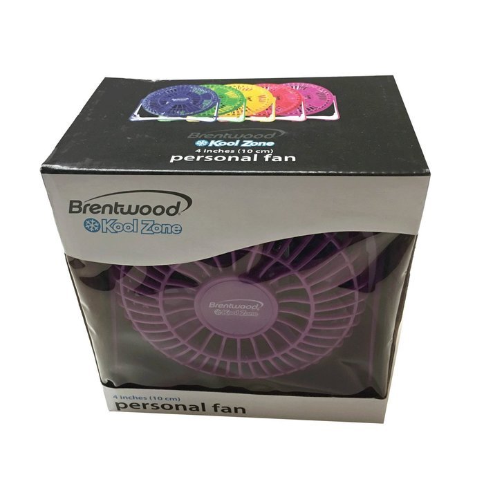 BRENTWOOD AC ADAPTER PERSONAL DESK MINI FAN 4" OFFICE KITCHEN (Black) N15