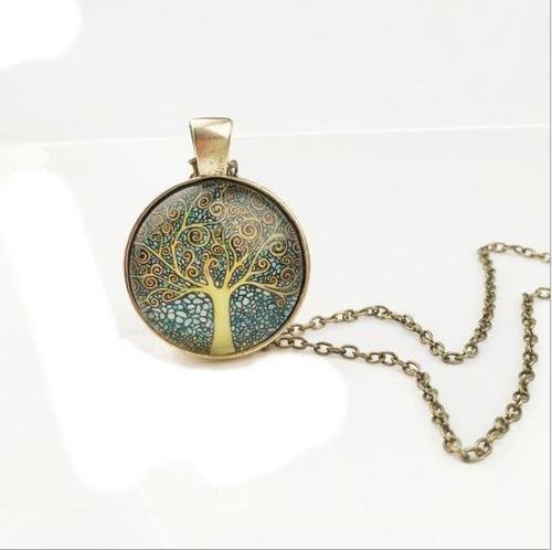 Tree of Life Mosaic Antique Vintage Necklace Pendant Jewelry Charm Gift