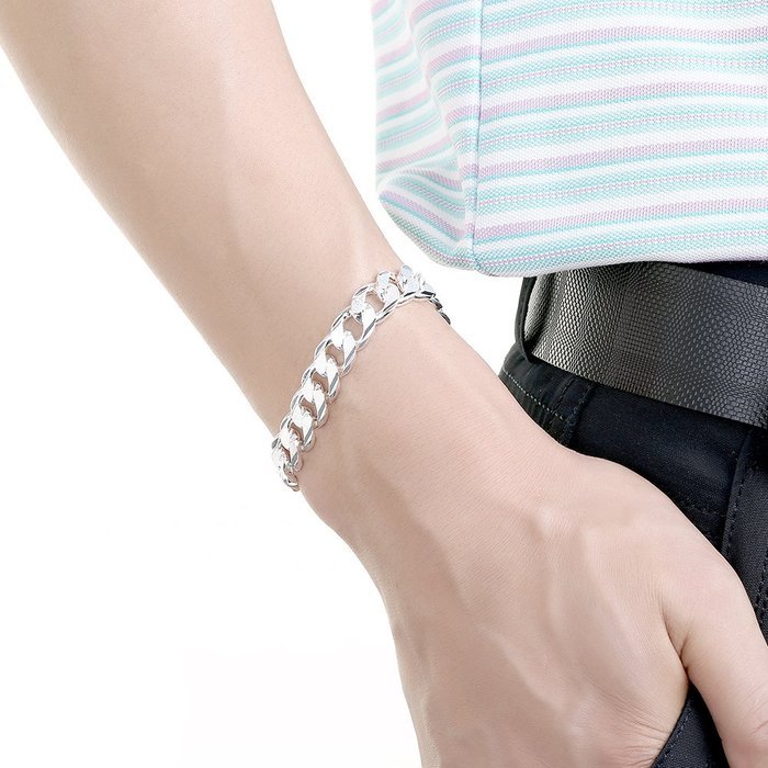 Yaheeda 10mm Wide Curb Chain Bracelet for Men Women Stainless Steel High Polished N4