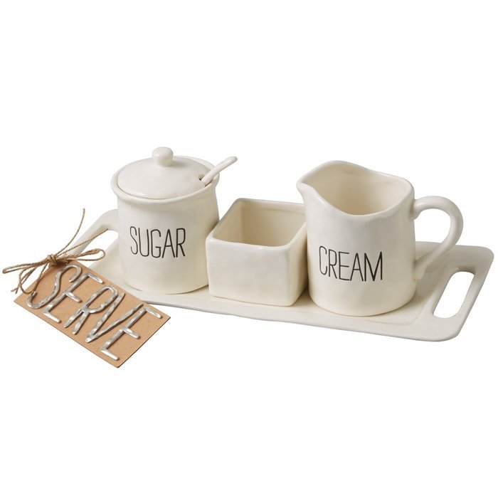 Mud Pie Bistro Cream & Sugar Set, White N2