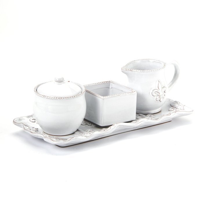 Mud Pie Bistro Cream & Sugar Set, White N3