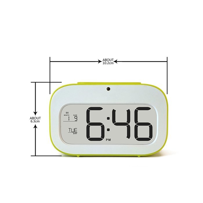 junjiada Digital Alarm Clock With Timer，Low Light Sensor Technology,Light On Backligt When Detect Low Light,Soft...