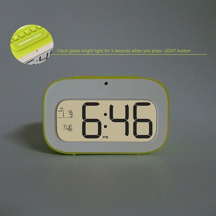 junjiada Digital Alarm Clock With Timer，Low Light Sensor Technology,Light On Backligt When Detect Low Light,Soft... N4