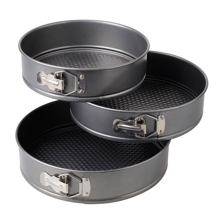 LEORX Nonstick Iron Cake Pan Set Baking Tray Springform Pan Pack of 3 (Grey) N3
